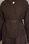 Brown Belted Jacket Skirt Suit - 4
