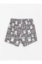 Lcw Kids Lilac Crew Neck Printed Short Sleeve Girls' Pajamas Set with Shorts - 4