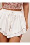 Waist-Tied Layered Flounce Mini Skirt - Ecru - 4