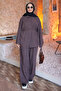 Brown Waist-Tie Tunic with Trousers Modal Set - 2