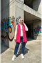 Snap Fastener Quilted Vest 71150-04 Fuchsia