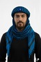 Special Design Blue Puşi Hat with Evil Eye Beads, Ethnic Kefiye Model
