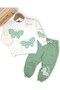 Girl Child 2-3-4-5-6 Years Old Butterfly Printed Compact Seasonal Top and Bottom Set - 2