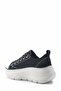 Black and White Contrast Sneaker - Women's Shoes with Thick Sole for Height Increase - 8