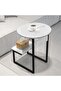 Black Frame Marble Side Table with Dual Levels - 2