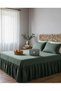Green Buldan Linen 3-Sided Gathered Bed Skirt with 2 Pillows Hotel Style Decoration Set 180 X 200 - 4