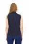 Women's Navy Blue Shirt Collar Striped Front Buttoned Blazer Style Vest - 4