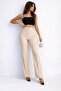 Black High Waist Ribbed Stitch Shaping Palazzo Women's Pants - 2