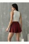 Women's Burgundy Loose Fit Leggings Sports Shorts Skirt Nj87 - 4