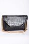 Crocodile Pattern Chain Strap Portfolio Bag Black