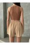Women's Beige Loose-Fit Leggings Sports Shorts Skirt Nj87 - 4