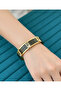 Gold Color Black Thick Stripe Steel Handcuff Bracelet