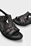 Masila Women's Genuine Leather Padded Comfort Sandals - Black - 4