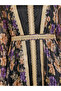 Women Black Printed Embroidered Golden Lace Kaftan - 3
