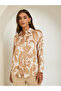 Brown Paisley Print Long Sleeve Satin Shirt - 3