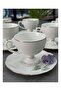 Luxury Porcelain White Detailed Cup Set Purple - 2