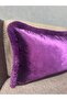 Exclusive Imported Atlas Purple Color Tasseled Throw Pillow Cover 30X50 cm - 5