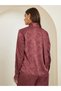 Burgundy Floral Jacquard Blouse with Scarf Detail - 4