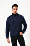 Half Zipper Organic Cotton Navy Blue Men's Sweatshirt