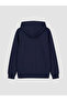 Navy Blue Hooded Boy's Zippered Sweatshirt - 2