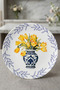 Floral Print Vase and (6 Pieces, 20 cm) Modern Cake Dessert Plate Set – Stylish Breakfast Plate - 3