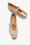 Beyza Women's Genuine Leather Ballerinas - Gold - 3