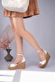Fi̇ona Model Genuine Leather White Open Toe Closed Back Platform Sandals with Ankle Buckle and Wedge Heel - 2