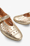 Beyza Women's Genuine Leather Ballerinas - Gold - 5