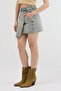 Ice Blue Washed Asymmetrical Buttoned and Pocket Detailed Denim Shorts Skirt - 4