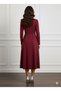 Women's Black Shoulder Pearl-Detail Pleated Long Sleeve Midi Dress" - 2