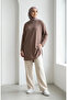 Comfortable Cut Seasonal Tunic, Does Not Show under Clothes, Plus Size Tunic, Mother's Tunic 8766-06 Milk Coffee