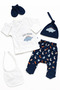 Dino Friends Navy Blue 5-Piece Newborn Baby Boy Hospital Discharge Set - 3