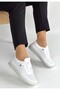 Merja White Leather Lace-Up Sneakers