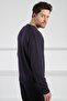 Eggplant V-Neck Men's Long Sleeve 100% Lamb Wool Knitwear Sweater - 5