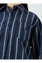 Blue Striped Oversized Shirt - 4