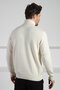 Ecru Turtleneck Men's Long Sleeve 100% Lamb Wool Knitwear Sweater - 5