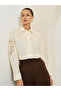 Women Cream Lace Trim Shirt
