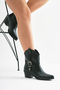 Women's black leather thermo sole buckled pointed toe western cowboy boots - 2