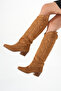Women's Tan Suede Thermo Sole Embroidered Western Cowboy Boots - 3