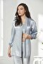 Women's 3-Piece Velvet Cropped Dressing Gown Satin Pajama Set with Socks as a Gift - 3