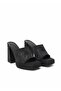 High Thick Heeled Platform Sole Black Slippers - 5