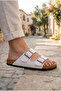 Unisex White Flat Double-Strap Buckle Slippers – Anatomical Sole Orthopedic Home and Outdoor Slippers Eva Sole - 2