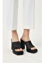 High Thick Heeled Platform Sole Black Slippers