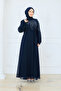 Women's Lined Chiffon Dress with Stone Belt - 4