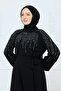 Women's Lined Chiffon Dress with Stone Belt - 2