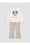 White Minnie Mouse Printed Girls' T-Shirt and Leggings - 3