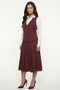 Women's Burgundy Seasonal Belted Classic Skirt-Jacket Set - 2
