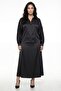Women's Black Summer Satin Top and Bottom Set with Belt and Accessories