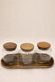 3 Glass Spice Containers with Acacia Stands 635Cc - with Bamboo Spoon and Label - 3