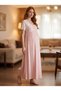 New Season Powder Elegant Lace Detailed Summer Special Design Buttoned Short Sleeve Maternity Nightgown - 7